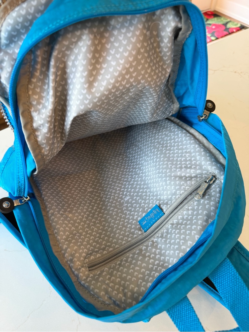 NWT Kipling Vibrant Teal Backpack - Zipper Organization 0SFA - Picture 13 of 15